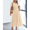 imageBTFBM Womens Summer 2025 Casual Midi Maxi Dresses Lightweight Short Sleeve V Neck Elastic Waist Boho Beach Dress PocketsApricot