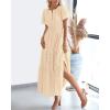 imageBTFBM Womens Summer 2025 Casual Midi Maxi Dresses Lightweight Short Sleeve V Neck Elastic Waist Boho Beach Dress PocketsApricot