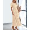 imageBTFBM Womens Summer 2025 Casual Midi Maxi Dresses Lightweight Short Sleeve V Neck Elastic Waist Boho Beach Dress PocketsApricot