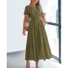 imageBTFBM Womens Summer 2025 Casual Midi Maxi Dresses Lightweight Short Sleeve V Neck Elastic Waist Boho Beach Dress PocketsArmy Green