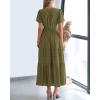 imageBTFBM Womens Summer 2025 Casual Midi Maxi Dresses Lightweight Short Sleeve V Neck Elastic Waist Boho Beach Dress PocketsArmy Green