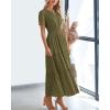 imageBTFBM Womens Summer 2025 Casual Midi Maxi Dresses Lightweight Short Sleeve V Neck Elastic Waist Boho Beach Dress PocketsArmy Green