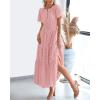 imageBTFBM Womens Summer 2025 Casual Midi Maxi Dresses Lightweight Short Sleeve V Neck Elastic Waist Boho Beach Dress PocketsBean Paste Pink