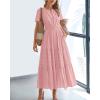 imageBTFBM Womens Summer 2025 Casual Midi Maxi Dresses Lightweight Short Sleeve V Neck Elastic Waist Boho Beach Dress PocketsBean Paste Pink