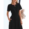 imageBTFBM Womens Summer 2025 Casual Midi Maxi Dresses Lightweight Short Sleeve V Neck Elastic Waist Boho Beach Dress PocketsBlack