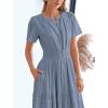 imageBTFBM Womens Summer 2025 Casual Midi Maxi Dresses Lightweight Short Sleeve V Neck Elastic Waist Boho Beach Dress PocketsBlue Grey