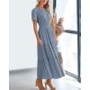imageBTFBM Womens Summer 2025 Casual Midi Maxi Dresses Lightweight Short Sleeve V Neck Elastic Waist Boho Beach Dress PocketsBlue Grey