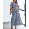 imageBTFBM Womens Summer 2025 Casual Midi Maxi Dresses Lightweight Short Sleeve V Neck Elastic Waist Boho Beach Dress PocketsBlue Grey