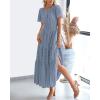 imageBTFBM Womens Summer 2025 Casual Midi Maxi Dresses Lightweight Short Sleeve V Neck Elastic Waist Boho Beach Dress PocketsBlue Grey