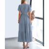 imageBTFBM Womens Summer 2025 Casual Midi Maxi Dresses Lightweight Short Sleeve V Neck Elastic Waist Boho Beach Dress PocketsBlue Grey