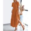 imageBTFBM Womens Summer 2025 Casual Midi Maxi Dresses Lightweight Short Sleeve V Neck Elastic Waist Boho Beach Dress PocketsBrown Orange