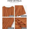 imageBTFBM Womens Summer 2025 Casual Midi Maxi Dresses Lightweight Short Sleeve V Neck Elastic Waist Boho Beach Dress PocketsBrown Orange