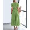 imageBTFBM Womens Summer 2025 Casual Midi Maxi Dresses Lightweight Short Sleeve V Neck Elastic Waist Boho Beach Dress PocketsGreen