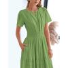 imageBTFBM Womens Summer 2025 Casual Midi Maxi Dresses Lightweight Short Sleeve V Neck Elastic Waist Boho Beach Dress PocketsGreen
