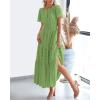 imageBTFBM Womens Summer 2025 Casual Midi Maxi Dresses Lightweight Short Sleeve V Neck Elastic Waist Boho Beach Dress PocketsGreen