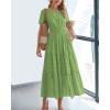imageBTFBM Womens Summer 2025 Casual Midi Maxi Dresses Lightweight Short Sleeve V Neck Elastic Waist Boho Beach Dress PocketsGreen