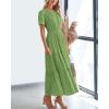 imageBTFBM Womens Summer 2025 Casual Midi Maxi Dresses Lightweight Short Sleeve V Neck Elastic Waist Boho Beach Dress PocketsGreen
