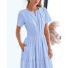 imageBTFBM Womens Summer 2025 Casual Midi Maxi Dresses Lightweight Short Sleeve V Neck Elastic Waist Boho Beach Dress PocketsLight Blue
