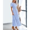 imageBTFBM Womens Summer 2025 Casual Midi Maxi Dresses Lightweight Short Sleeve V Neck Elastic Waist Boho Beach Dress PocketsLight Blue