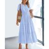 imageBTFBM Womens Summer 2025 Casual Midi Maxi Dresses Lightweight Short Sleeve V Neck Elastic Waist Boho Beach Dress PocketsLight Blue