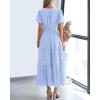 imageBTFBM Womens Summer 2025 Casual Midi Maxi Dresses Lightweight Short Sleeve V Neck Elastic Waist Boho Beach Dress PocketsLight Blue