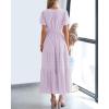 imageBTFBM Womens Summer 2025 Casual Midi Maxi Dresses Lightweight Short Sleeve V Neck Elastic Waist Boho Beach Dress PocketsLight Pink Purple