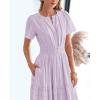imageBTFBM Womens Summer 2025 Casual Midi Maxi Dresses Lightweight Short Sleeve V Neck Elastic Waist Boho Beach Dress PocketsLight Pink Purple