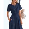 imageBTFBM Womens Summer 2025 Casual Midi Maxi Dresses Lightweight Short Sleeve V Neck Elastic Waist Boho Beach Dress PocketsNavy