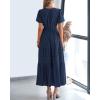 imageBTFBM Womens Summer 2025 Casual Midi Maxi Dresses Lightweight Short Sleeve V Neck Elastic Waist Boho Beach Dress PocketsNavy