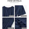 imageBTFBM Womens Summer 2025 Casual Midi Maxi Dresses Lightweight Short Sleeve V Neck Elastic Waist Boho Beach Dress PocketsNavy