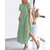 imageBTFBM Womens Summer 2025 Casual Midi Maxi Dresses Lightweight Short Sleeve V Neck Elastic Waist Boho Beach Dress PocketsSage Green