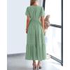 imageBTFBM Womens Summer 2025 Casual Midi Maxi Dresses Lightweight Short Sleeve V Neck Elastic Waist Boho Beach Dress PocketsSage Green
