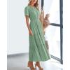 imageBTFBM Womens Summer 2025 Casual Midi Maxi Dresses Lightweight Short Sleeve V Neck Elastic Waist Boho Beach Dress PocketsSage Green