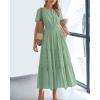 imageBTFBM Womens Summer 2025 Casual Midi Maxi Dresses Lightweight Short Sleeve V Neck Elastic Waist Boho Beach Dress PocketsSage Green