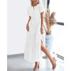 imageBTFBM Womens Summer 2025 Casual Midi Maxi Dresses Lightweight Short Sleeve V Neck Elastic Waist Boho Beach Dress PocketsWhite