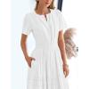 imageBTFBM Womens Summer 2025 Casual Midi Maxi Dresses Lightweight Short Sleeve V Neck Elastic Waist Boho Beach Dress PocketsWhite