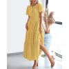 imageBTFBM Womens Summer 2025 Casual Midi Maxi Dresses Lightweight Short Sleeve V Neck Elastic Waist Boho Beach Dress PocketsYellow