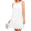 imageBTFBM Women Hollow Out Circle Embroidered Short Dresses Summer Casual Sleeveless Vacation Party Cocktail Tank DressWhite