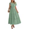 imageBTFBM Womens Summer 2025 Casual Midi Maxi Dresses Lightweight Short Sleeve V Neck Elastic Waist Boho Beach Dress PocketsSage Green