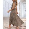 imageBTFBM Summer Floral Maxi Dress for Women 2025 Vacation Ruffle Sleeve V Neck Belt Wrap Spring Beach Wedding Guest DressesFloral Brown