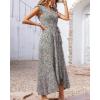 imageBTFBM Summer Floral Maxi Dress for Women 2025 Vacation Ruffle Sleeve V Neck Belt Wrap Spring Beach Wedding Guest DressesFloral White
