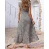 imageBTFBM Summer Floral Maxi Dress for Women 2025 Vacation Ruffle Sleeve V Neck Belt Wrap Spring Beach Wedding Guest DressesFloral White