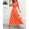 imageBTFBM Women Casual Summer Dresses 2025 Spring Crew Neck Ruffle Short Sleeve Floral Print Smocked Boho Flowy Maxi DressBig Floral Orange