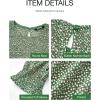 imageBTFBM Women Casual Summer Dresses 2025 Spring Crew Neck Ruffle Short Sleeve Floral Print Smocked Boho Flowy Maxi DressDot Green White
