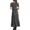 imageBTFBM Women Casual Summer Dresses 2025 Spring Crew Neck Ruffle Short Sleeve Floral Print Smocked Boho Flowy Maxi DressFloral Black White