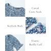 imageBTFBM Women Casual Summer Dresses 2025 Spring Crew Neck Ruffle Short Sleeve Floral Print Smocked Boho Flowy Maxi DressFloral Blue White