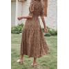 imageBTFBM Women Casual Summer Dresses 2025 Spring Crew Neck Ruffle Short Sleeve Floral Print Smocked Boho Flowy Maxi DressFloral Coffee White