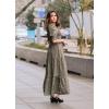 imageBTFBM Women Casual Summer Dresses 2025 Spring Crew Neck Ruffle Short Sleeve Floral Print Smocked Boho Flowy Maxi DressFloral Green