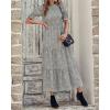 imageBTFBM Women Casual Summer Dresses 2025 Spring Crew Neck Ruffle Short Sleeve Floral Print Smocked Boho Flowy Maxi DressLeopard Apricot Grey