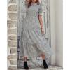 imageBTFBM Women Casual Summer Dresses 2025 Spring Crew Neck Ruffle Short Sleeve Floral Print Smocked Boho Flowy Maxi DressLeopard Apricot Grey